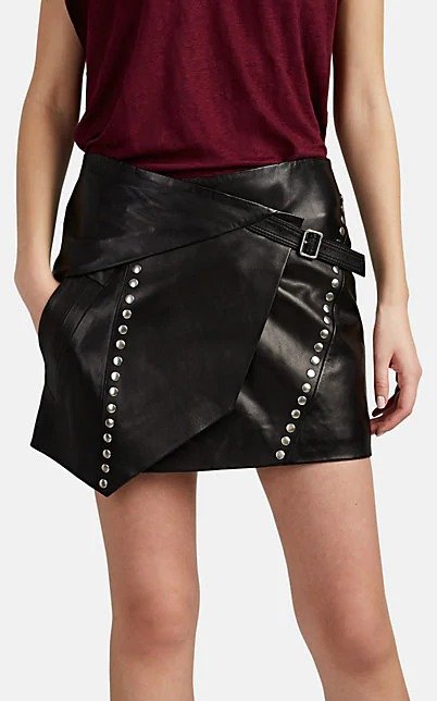 Mupper Embellished Leather Miniskirt