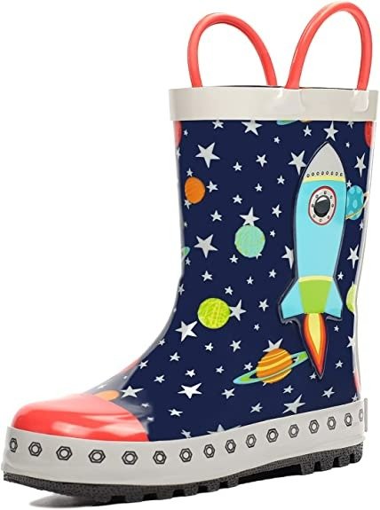 Landchief Toddler Rain Boots, Kids Rain Boots Waterproof Rubber Boots for Girls and Boys with Fun Patterns and Easy-On Handles