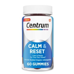 Centrum Calm & Reset, Calm Gummies with KSM-66 Ashwagandha, Vitamin B12 and Vitamin B6 - 60
