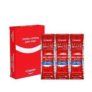Colgate Optic White High Impact White Whitening Toothpaste, 3 Ounce, 3 Count