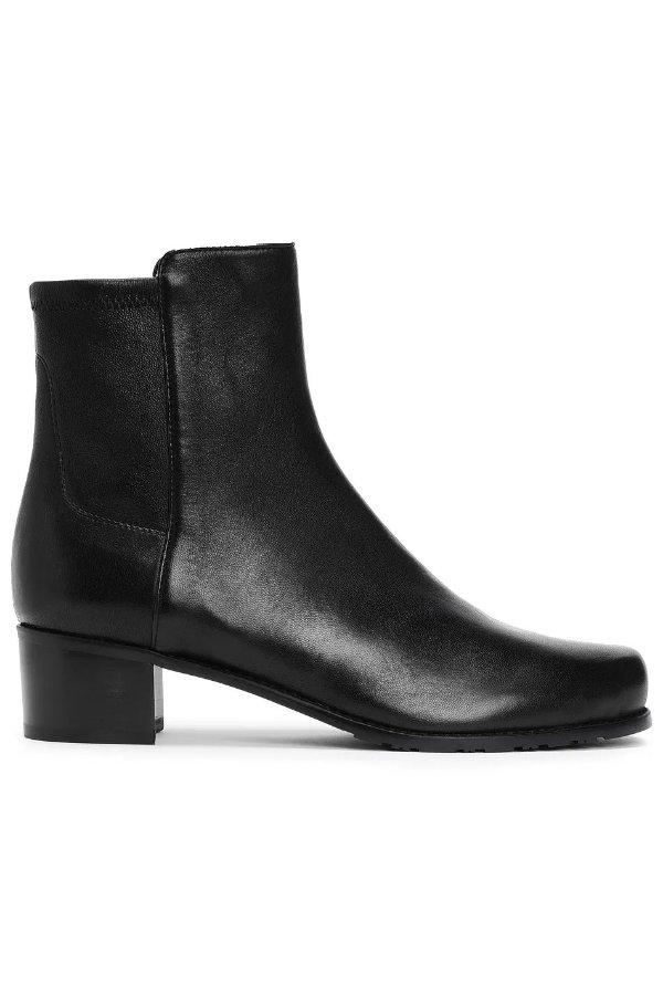 Paneled leather ankle boots