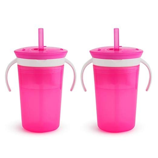 SnackCatch & Sip 2-in-1 Snack Catcher and 2 Piece Spill-Proof Cup, Pink
