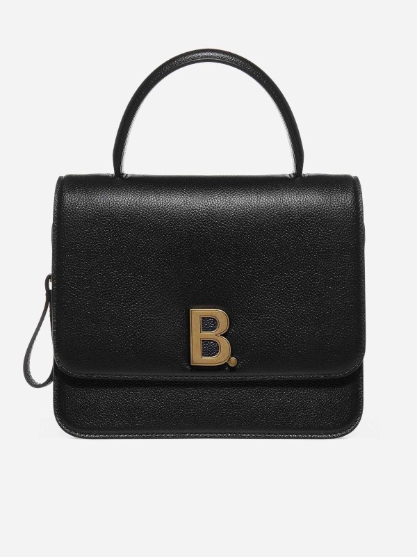 B logo leather bag