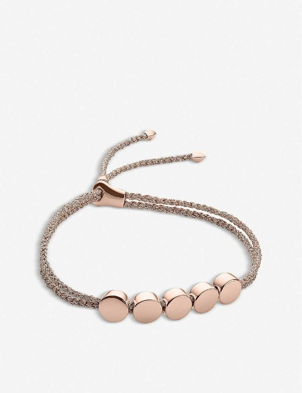 Linear Bead 18ct rose-gold plated friendship bracelet