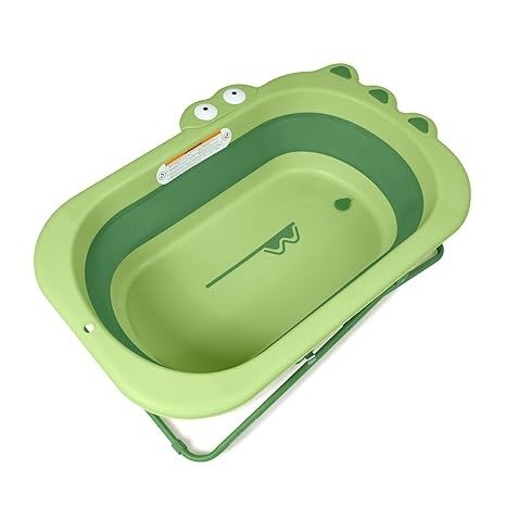 Beberoad Love Collapsible Toddler Bathtub Portable Travel Toddler Tub Foldable Bathtub with Adjustable Height for Toddler 1-3 (Green)