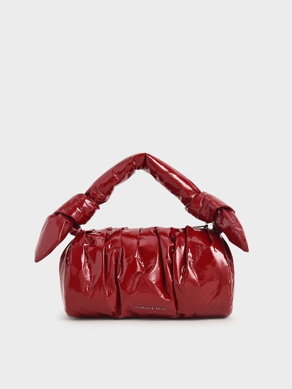 Red Patent Knotted Shoulder Bag | CHARLES &amp; KEITH