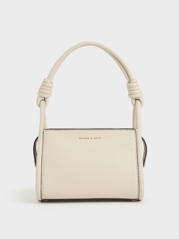 Cream Knotted Handle Boxy Bag | CHARLES &amp; KEITH