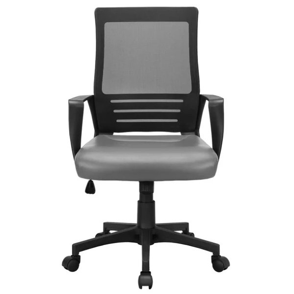Smilemart Adjustable Midback Ergonomic Mesh Swivel Office Chair with Lumbar Support, Gray Seat