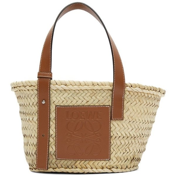 Beige Small Basket Tote