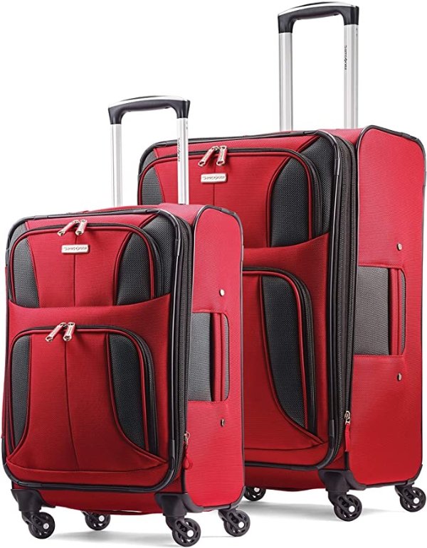 Aspire Xlite Softside Expandable Luggage with Spinner Wheels, Red, 2-Piece Set (20/25)