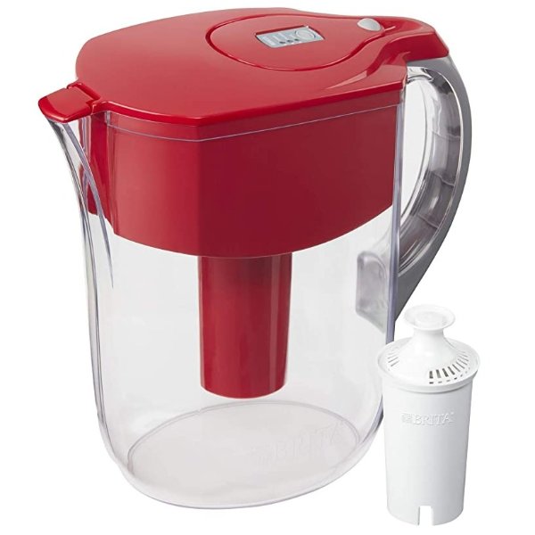 Standard Grand Water Filter Pitcher, Large 10 Cup, Red