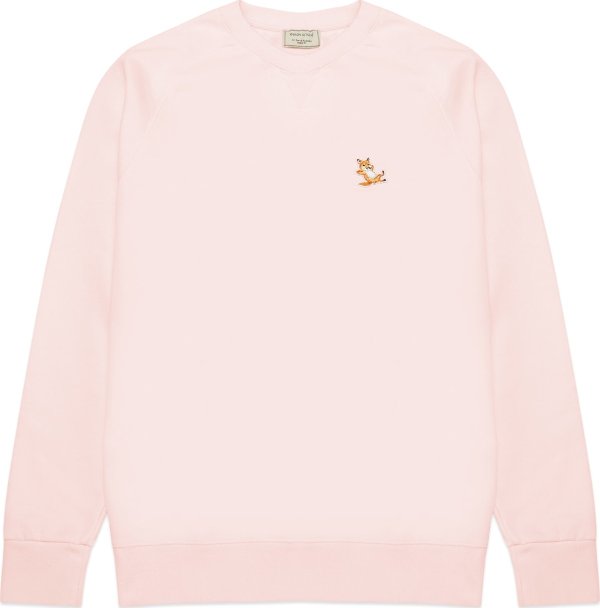 - Chillax Fox Patch Classic Pullover Sweater - Light Pink