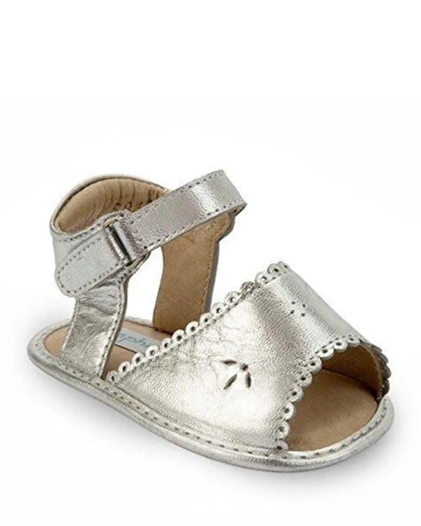 Scalloped Leather Sandals, Baby