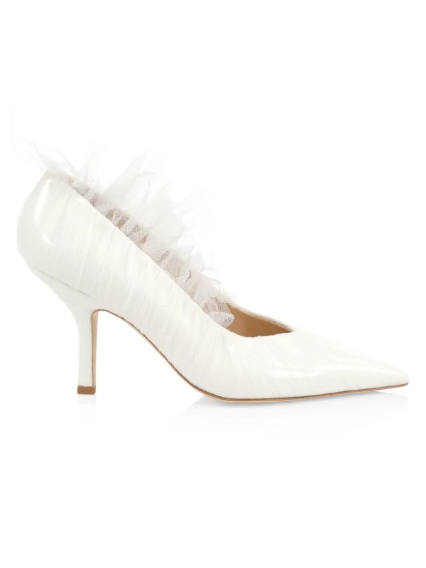- Ruched Tulle & Satin Pumps