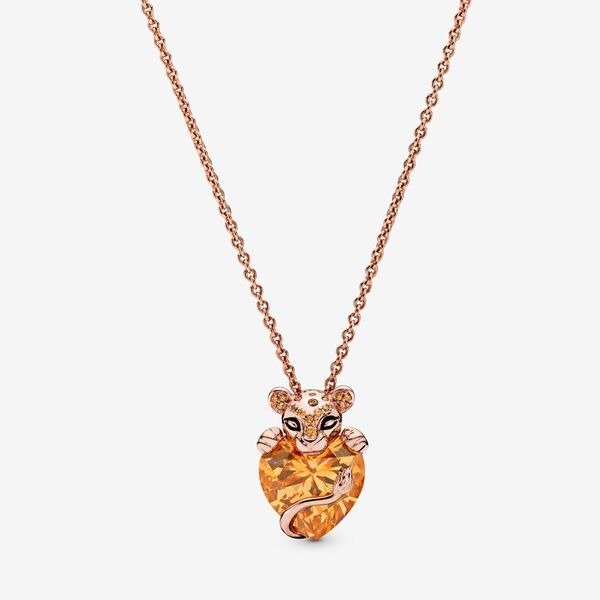 Sparkling Lioness Heart Pendant Necklace