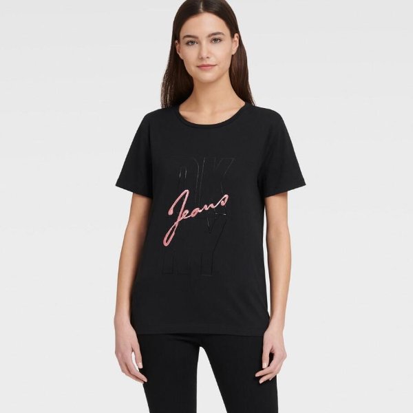 JEANS LOGO TEE WITH SEQUIN