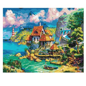 iCoostor Paint by Numbers DIY Acrylic Painting Kit for Kids & Adults, 16" x 20"Harbor Hut Patter