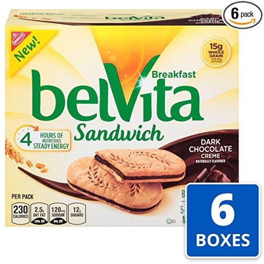 Dark Chocolate Creme Sandwich Breakfast Biscuits, 5Count Box, 8.8 oz (Pack of 6)