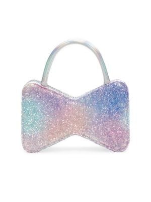 Bow Galaxy Glitter Leather Top Handle Bag