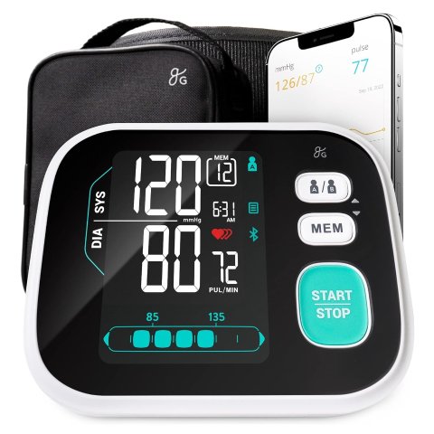 Greater Goods Premium Digital Bluetooth Blood Pressure Monitor for Home Use, Multicolor Large Screen, Black