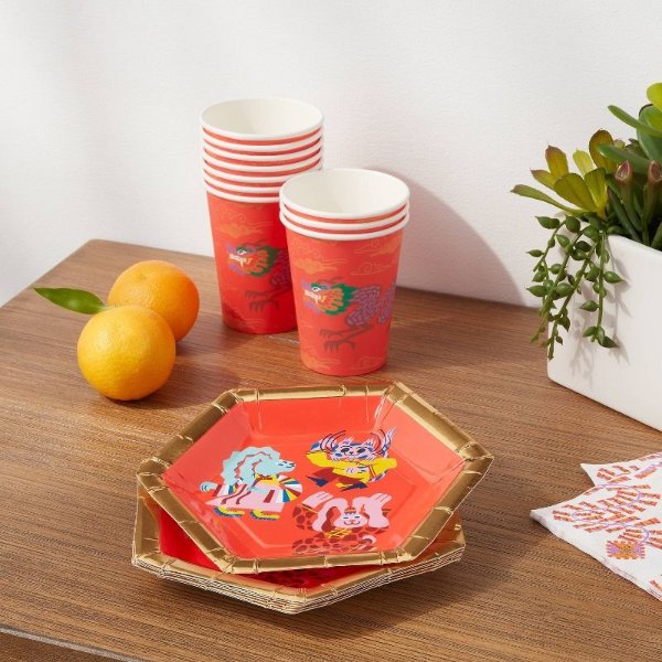 20ct Paper Year of the Rabbit and Cat Snack Plates
