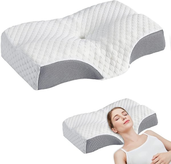 Sigoods Contour Memory Foam Pillows for Sleeping, Ergonomic Cervical Pillow