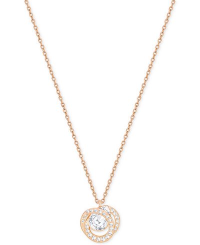 Rose Gold-Tone Crystal Pendant Necklace