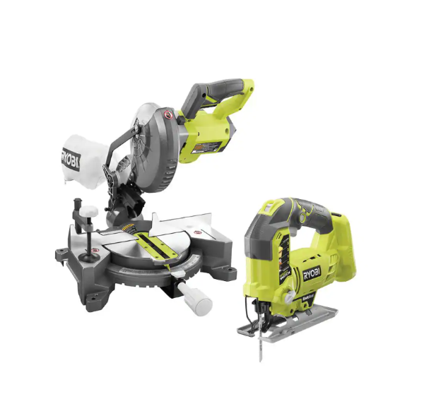 ONE+ 18V Lithium-Ion Cordless 7-1/4 in. Compound Miter Saw and Orbital Jig Saw