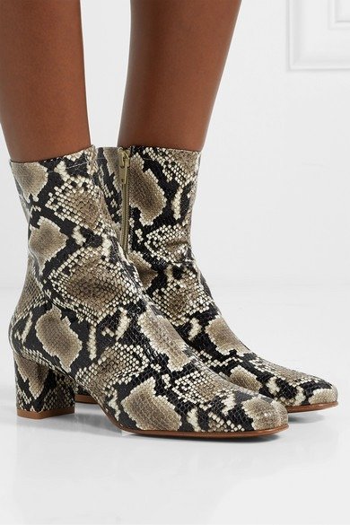 Sofia snake-effect leather ankle boots