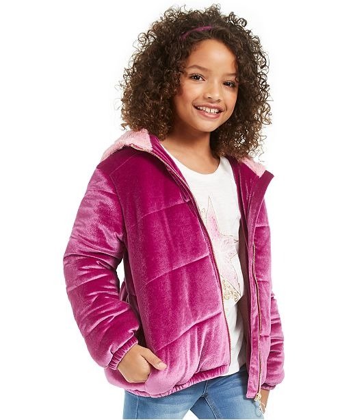 Big Girls Velvet Puffer Jacket, Created For Macy's