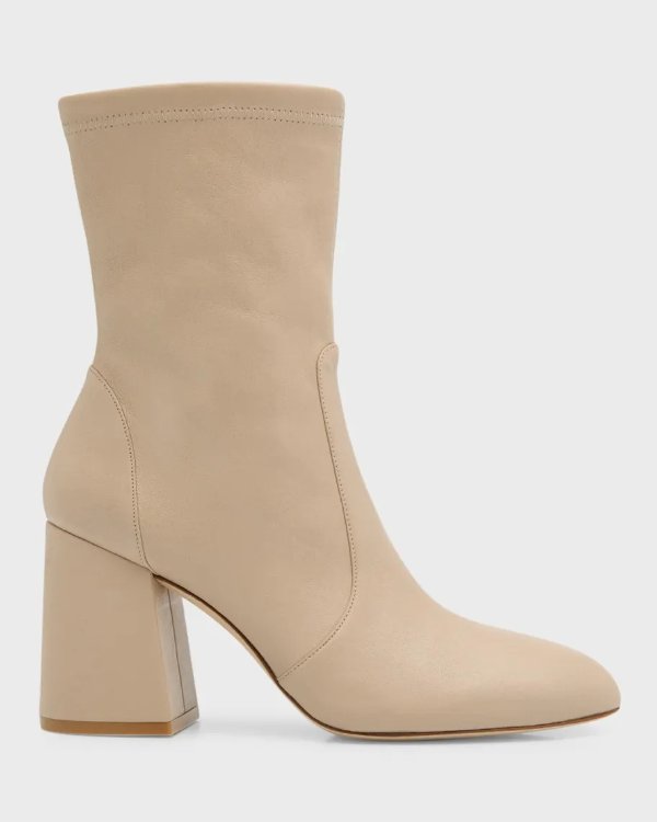 Flareblock Stretch Leather Ankle Booties