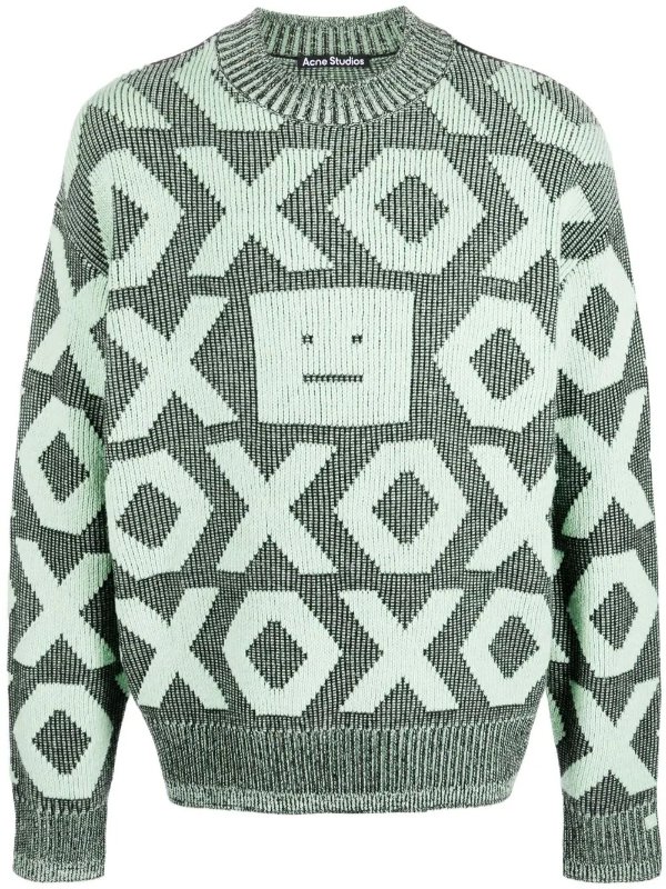 patterned intarsia-knit jumper