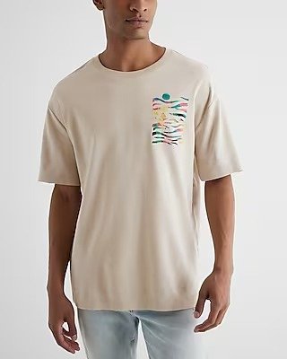 Relaxed Embroidered Wave Graphic T-shirt