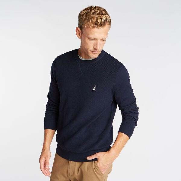 CREWNECK RIBBED FRONT SWEATER
