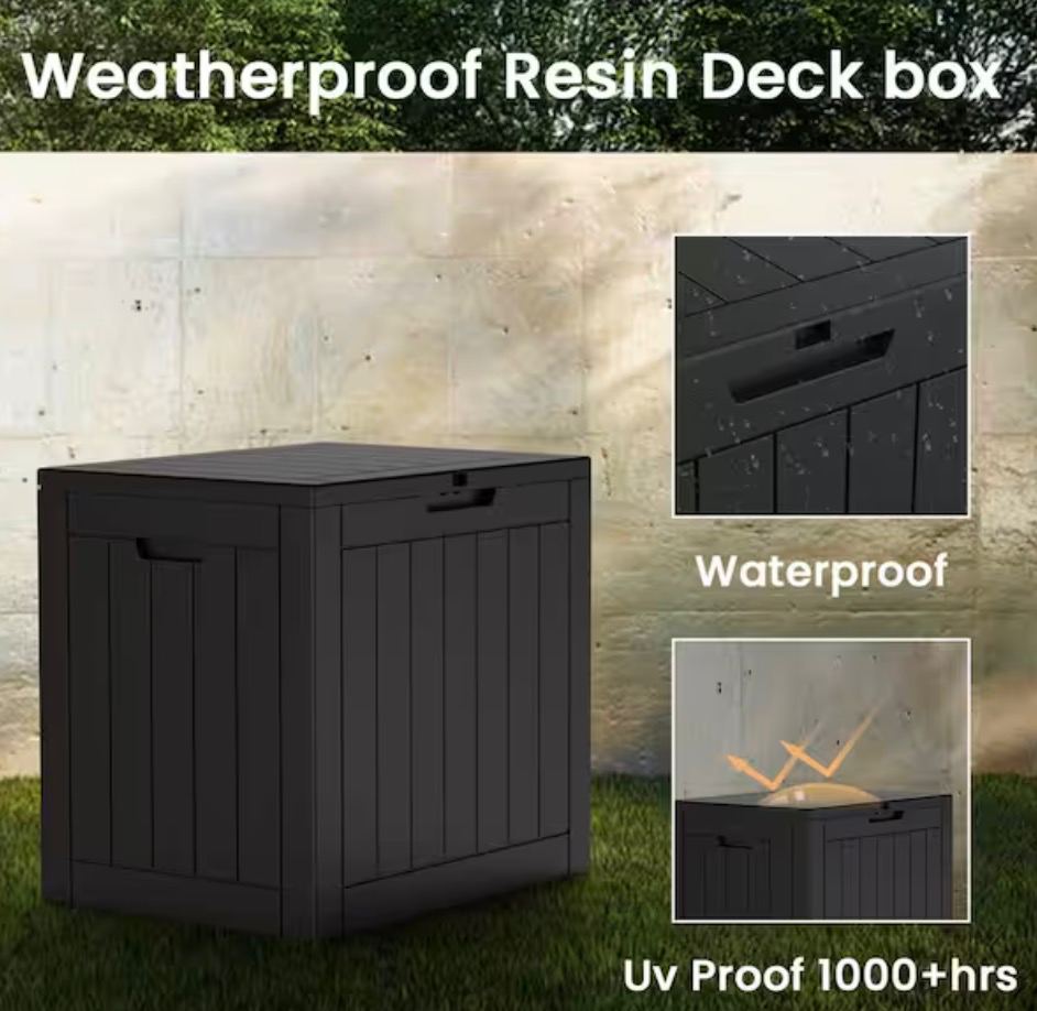 EasyUp 31 Gal. Black Resin Outdoor Storage Deck Box (Reg. $36.99)