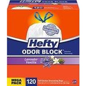 Hefty Odor Block Tall Kitchen Trash Bags, Lavender Vanilla, 90 Count