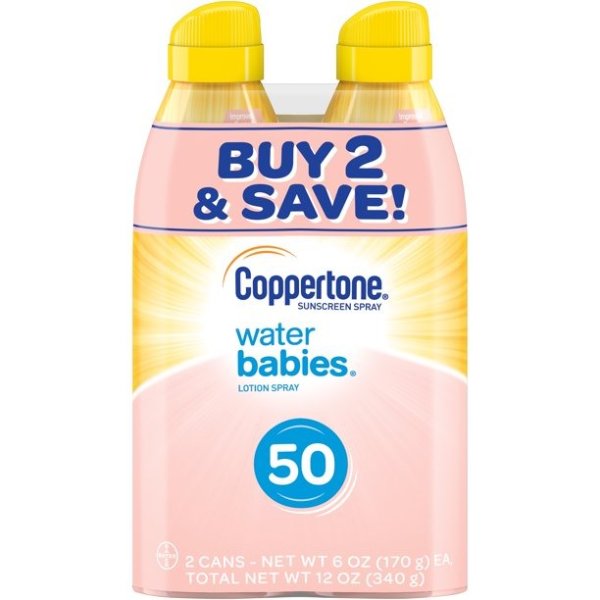 WaterBABIES Sunscreen Spray SPF 50, Twin Pack (6 oz each)