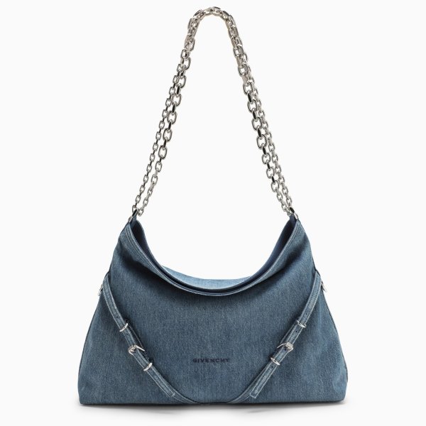Medium Voyou Chain bag in blue denim | TheDoubleF