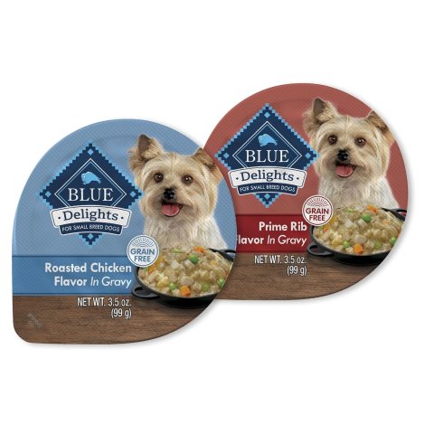 Blue Buffalo Delights Natural Adult Small Breed Wet Dog Food Cups, Pate Style, Chicken and Prime Rib 3.5-oz