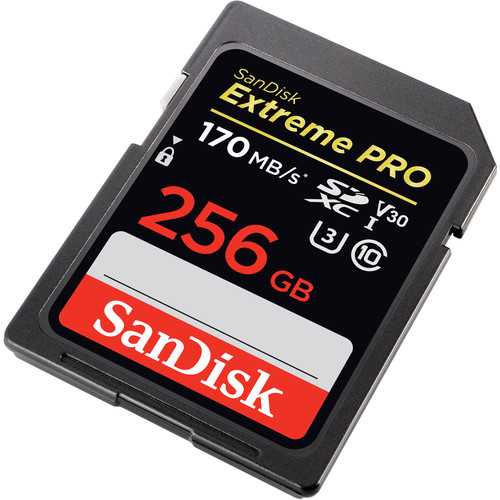 史低B&H现有 SanDisk 256GB Extreme PRO SDXC C10 U3 V30 SD储存卡 ，现价$57.99(原价$99.99)。