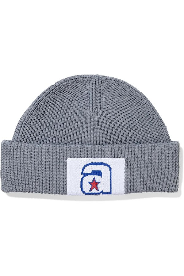 Star A appliqued ribbed-knit beanie