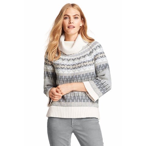 Lands  End3/4 Sleeve Fair Isle Turtleneck 毛衣