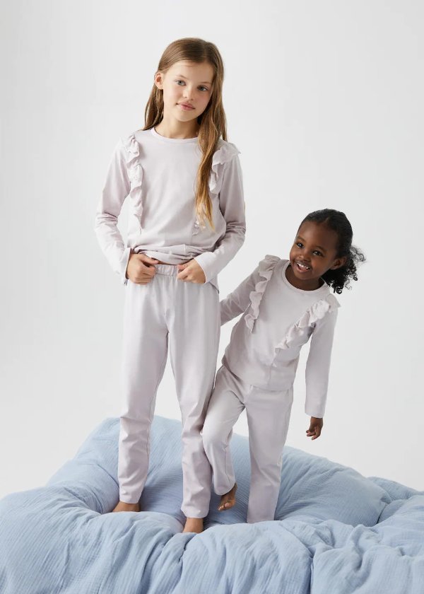 Ruffled cotton pajamas - Girls | Mango Kids USA