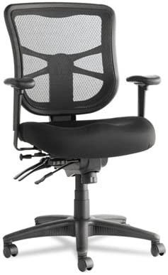 Alera ALEEL4215 Alera Elusion Series Mesh Mid-Back Multifunction Chair, Black Leather