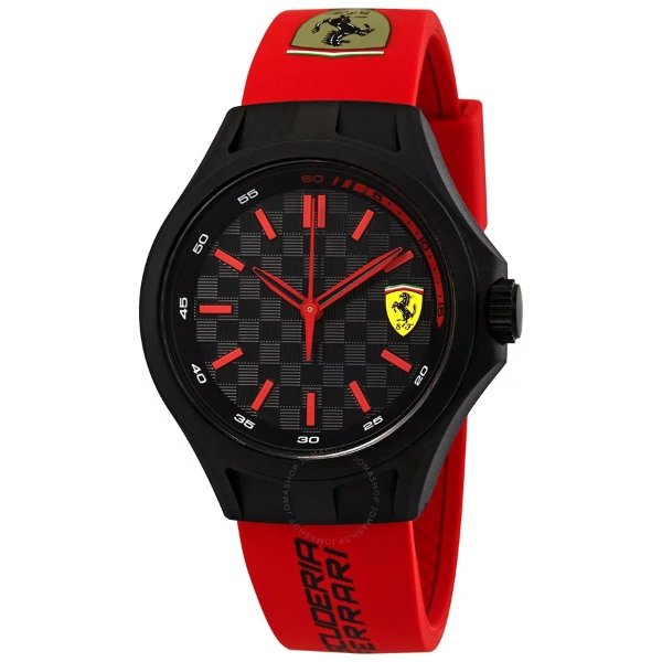 Pit Crew Black Dial Red Silicone Men's Watch Pit Crew Black Dial Red Silicone Men's Watch