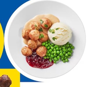 Ikea肉丸套餐12个（配土豆泥、豌豆、奶油酱和越橘果酱）