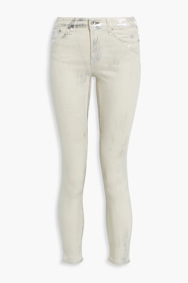Cate metallic coated mid-rise skinny jeans