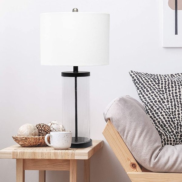 Elegant Designs LT3323-BLK Enclosed Glass Table Lamp, Black
