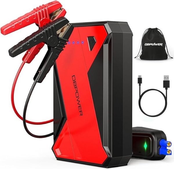 1000A Portable Car Jump Starter (UP to 7.0L Gas, 5.5L Diesel Engine), 12V Lithium-Ion Auto Battery Booster, Power Pack with LCD Screen Clamp Cables,USB Quick Charge, LED Flashlight