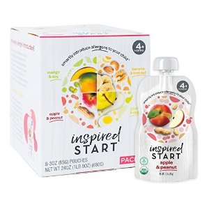 Early Allergen Introduction Baby Food: Inspired Start Pack 1, 3 oz. (Pack of 8 baby food pouches) - Organic, Non-GMO, include peanut, treenut, soy and egg in baby's diet